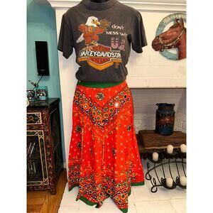 VINTAGE NEW EMBROIDERY & MIRRORS COTTON BANJARA FULL SKIRT BOHO